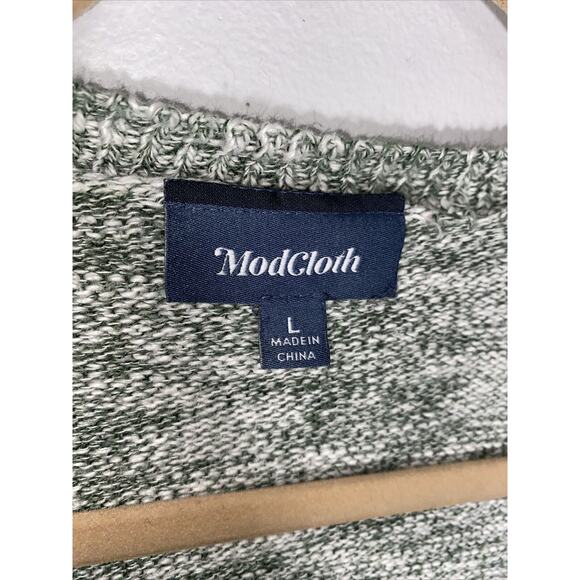 Modcloth Sweater Women Lg Boho Grandpa Cardigan Open Front Knit Duster Swacket - Picture 5 of 12